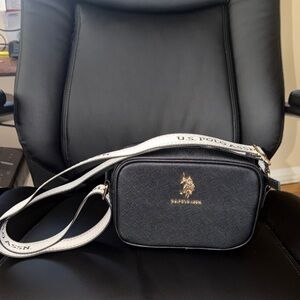 U.S. Polo Assn. Black Crossbody Bag with White Strap